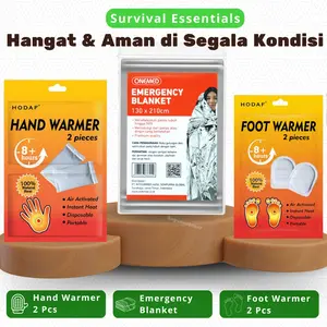 1 Paket Anti Hypothermia Emergency Blanket Foot Warmer dan Hand Warmer Pendaki Gunung