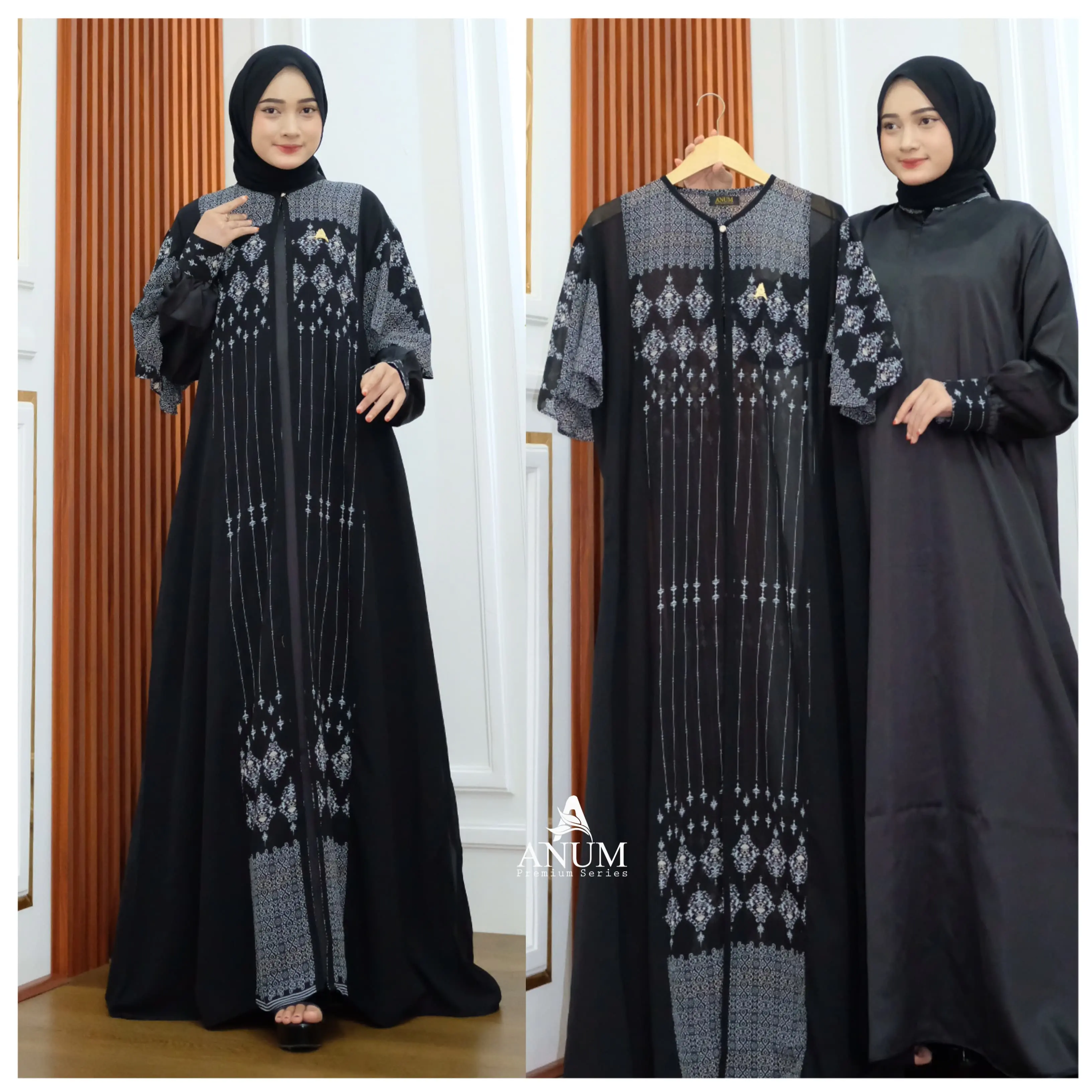 Anum Premium Series Namira Set Abaya Matt.Inner Velvet mix Ceruty Printing Adem Tebal Halus Lembut Kwalitas Butik