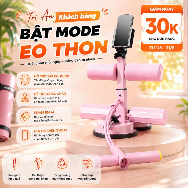 [Aff] Dụng Cụ Tập Cơ Bụng Nâng Cấp Tại Nhà Đế Hút Chân Không Trụ Chữ T Kèm Dây K