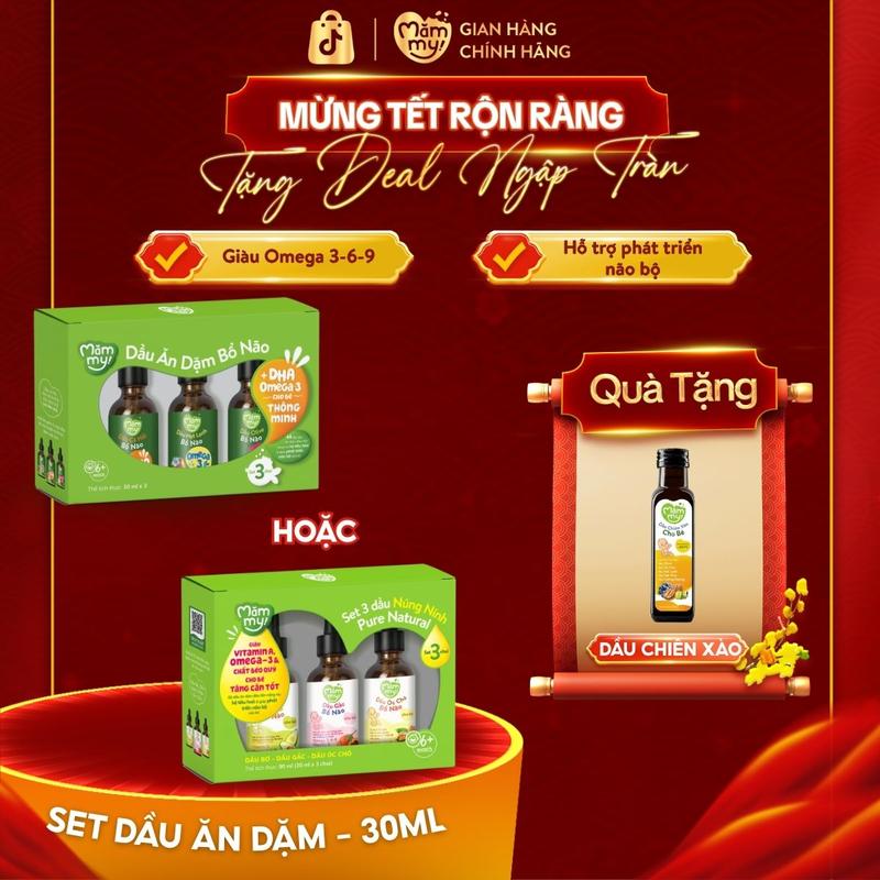 Set 3 Dầu Ăn Dặm  Cá Hồi Dầu Hạt Lanh Dầu Olive Óc Chó Bơ Gấc  – Bổ Sung DHA Omega Giúp Cho Bé Từ 6 Tháng Phát Triển Trí Não Chai 30ml  CX  