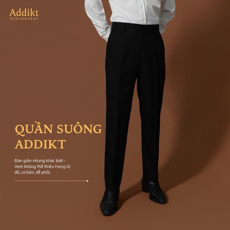  Addikt Quần Ống Suông Cạp Cao Gentle Trousers Regular Fit Chất Liệu Cotton Blend Chống Nhăn Màu Đen Quần Nam Basic Menswear Size XS-XL 