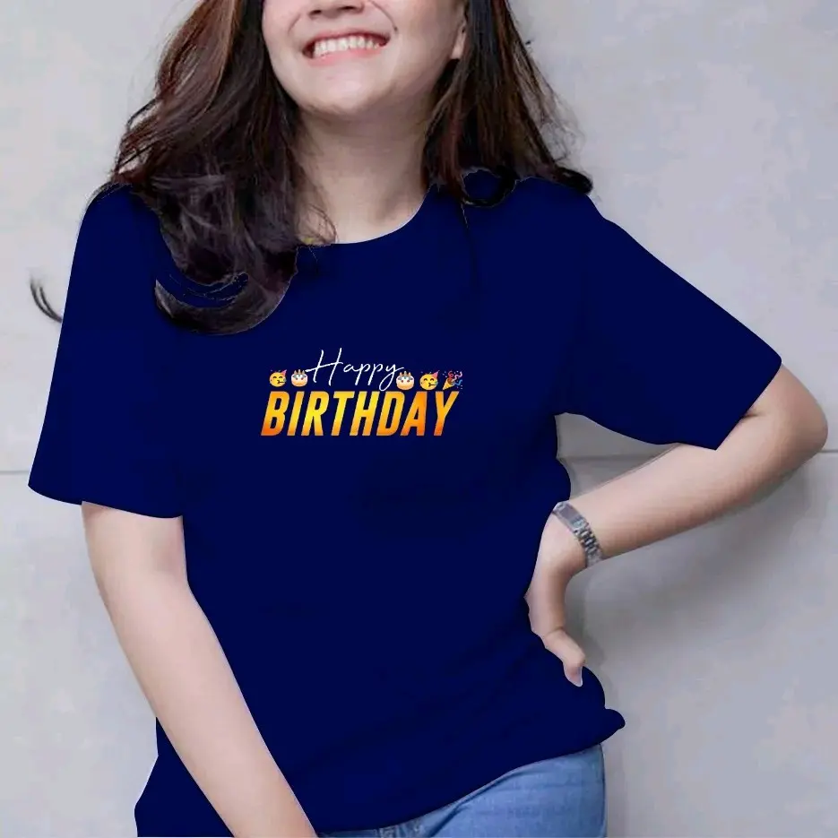 Koas Pria/Kaos wanita/T shirt Kekinian// HAPPY BiRTHDAY// Oblong Polos Atasan Pendek Combed Baju Distro Tshirt