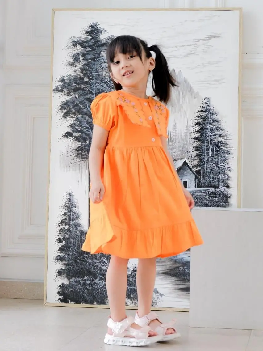 1984 Dress Anak 3 - 10 Tahun Dress Lengan Balloon Bunga Rumbai