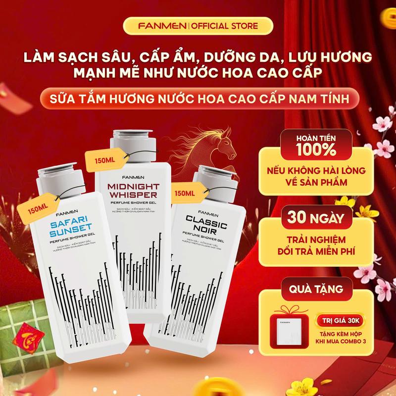  Mua nhiều giá hời  150ml  SỮA TẮM hương nước hoa cao cấp nam tính Fanmen làm sạch sâu cấp ẩm dưỡng da lưu hương mạnh mẽ như nước hoa cao cấp cho nam giới tặng hộp khi mua combo sản phẩm 