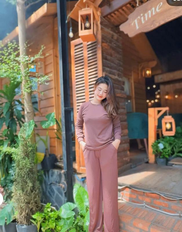  Đồ Bộ Ủ Kem Cổ Tròn Thun Tăm Lạnh Co Giãn Kiểu Ống Suông Nhiều Màu Có 2 Size Top 