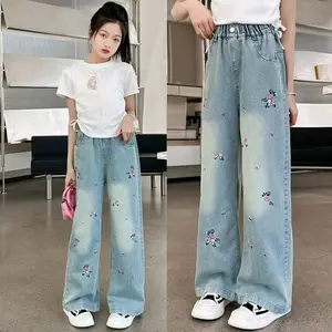 Celana Kulot Jeans Anak Motif Bunga Usia 6-13 tahun Girls Fashion Cantik