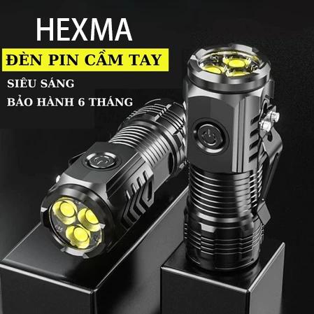 Đèn pin cầm tay mini siêu sáng chiếu xa pin trâu 5 chế độ sáng đèn pin mini cầm tay có móc gài tiện dụng