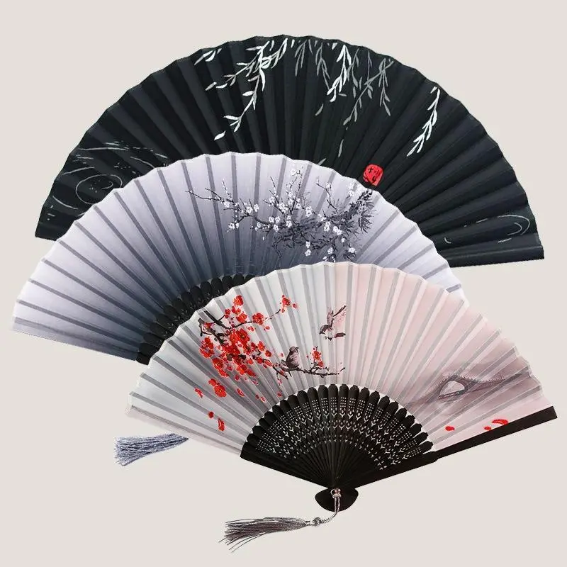 New Vintage Folding Fan Retro Chinese Japanese Bamboo Hand Folding Dance Hand Home Decoration Craft Gift Fan Ornaments