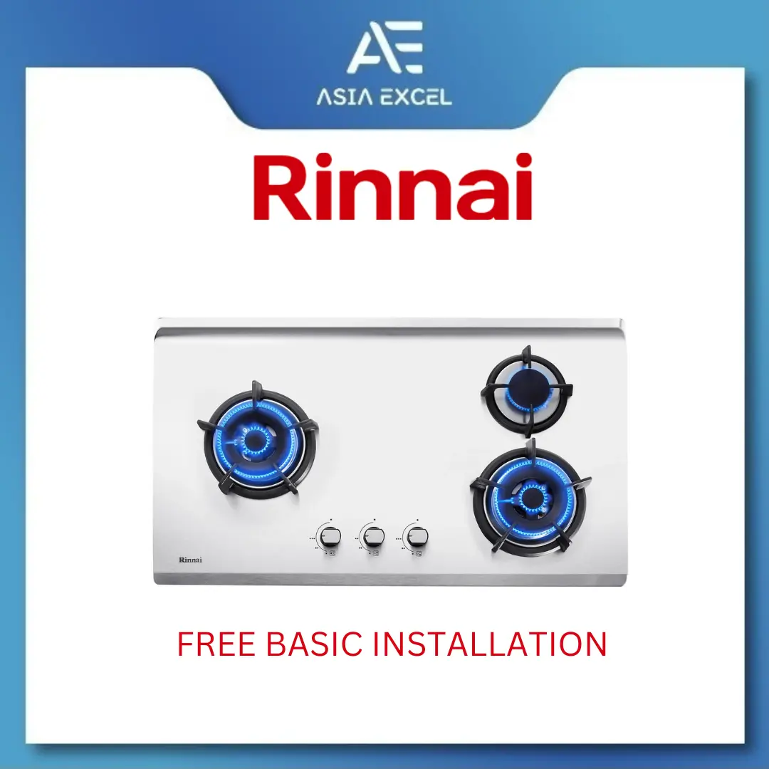 RINNAI RB-93TS (RB93TS) 3 BURNER HYPER FLAME STAINLESS STEEL BUILT-IN HOB