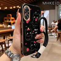Gambar MHKEID Casing Hp Untuk OPPO Reno 8T 4G Reno 8T 5G Case Pola Kucing Hitam Strawberry Model Baru Gelang Tali gantung kasing silikon Softcase Lanyard Pelapisan Samping Casing - Gaya1, OPPO Reno 8T 4G dari MHKEID MALL Kab. Tangerang 3 Tokopedia