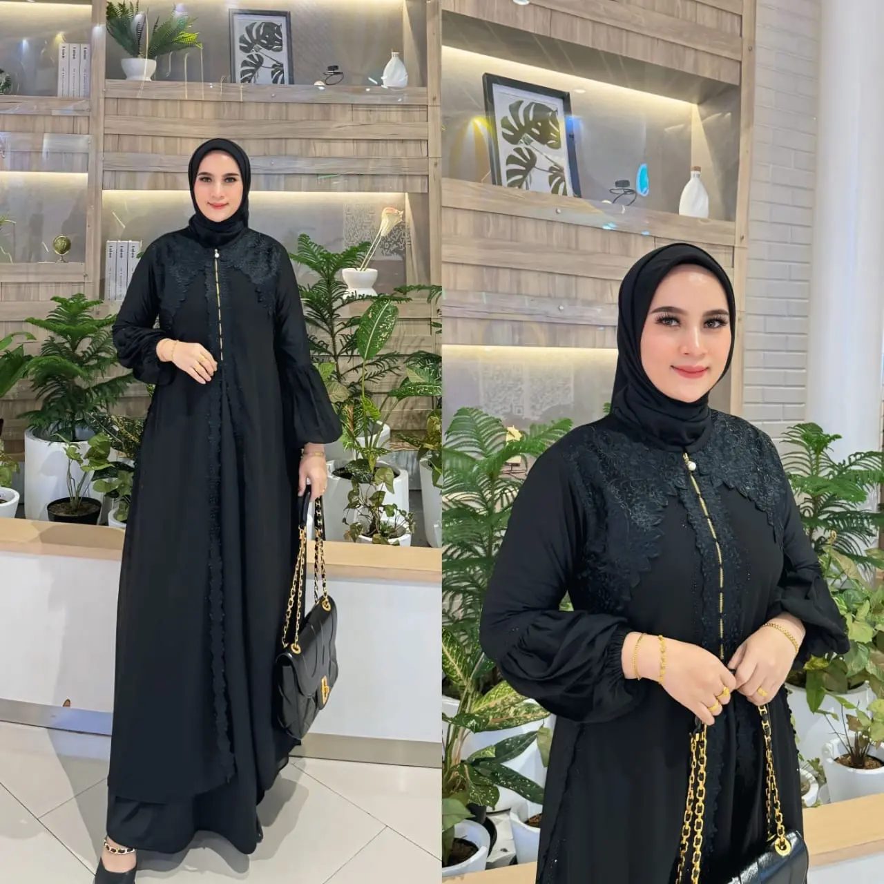 Abaya Arab Azalea Gamis Turkey Muslimah Dress Hitam Bordir Payet Kode 010