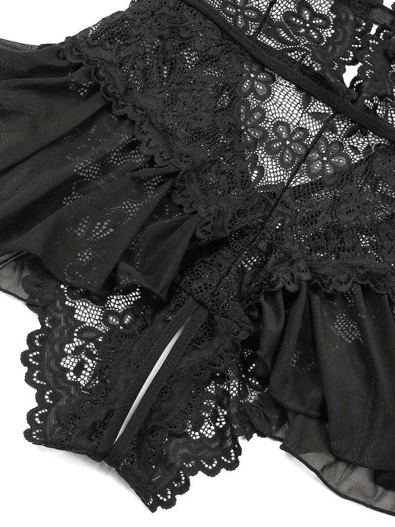 Product Introduction of Women's Solid Floral Lace Backless Sexy Lingerie Bodysuit, Naughty Lingerie, Elegant Sexy Cut Out Tie Back Lingerie Bodysuit for All Seasons, Women's Sexy Underwear for Daily Wear 20