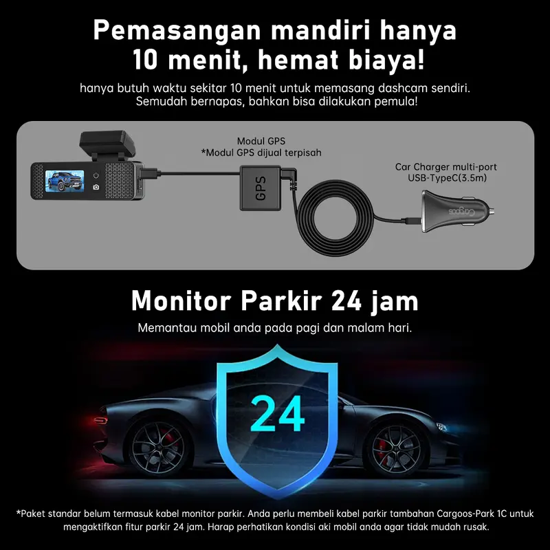【SPECIAL】Cargoos O1 Car Dashcam 2K 1440p GPS Wifi G-sensor Night Vision Aplikasi Kamera Mobil Kendaraan 5