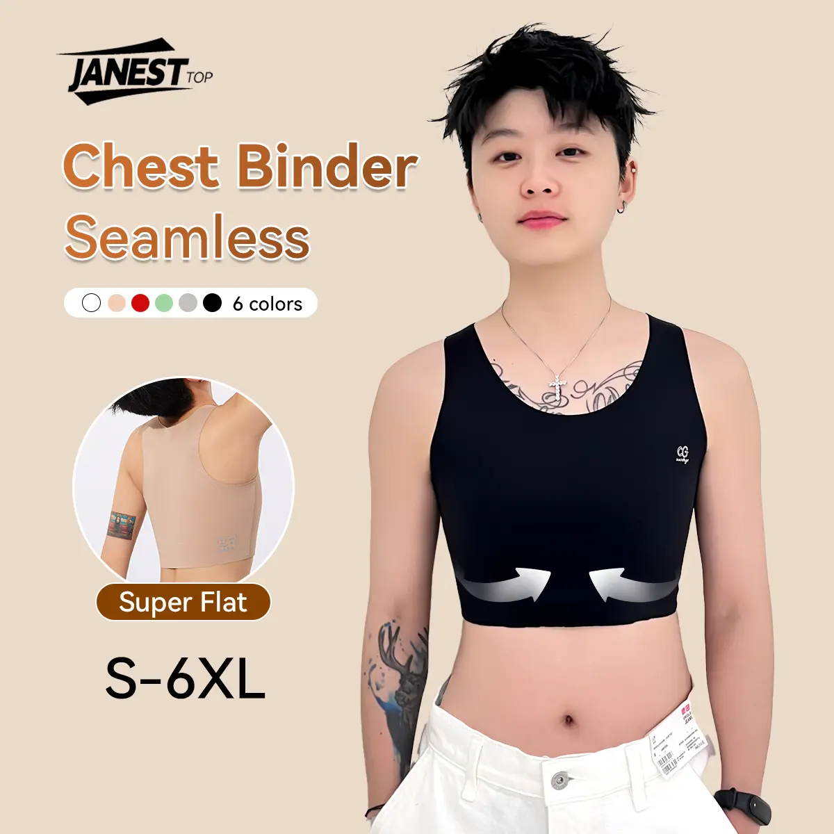 Seamless Tomboy Chest Binder Shapewear Sportswear Half Binder For Plus Size Women