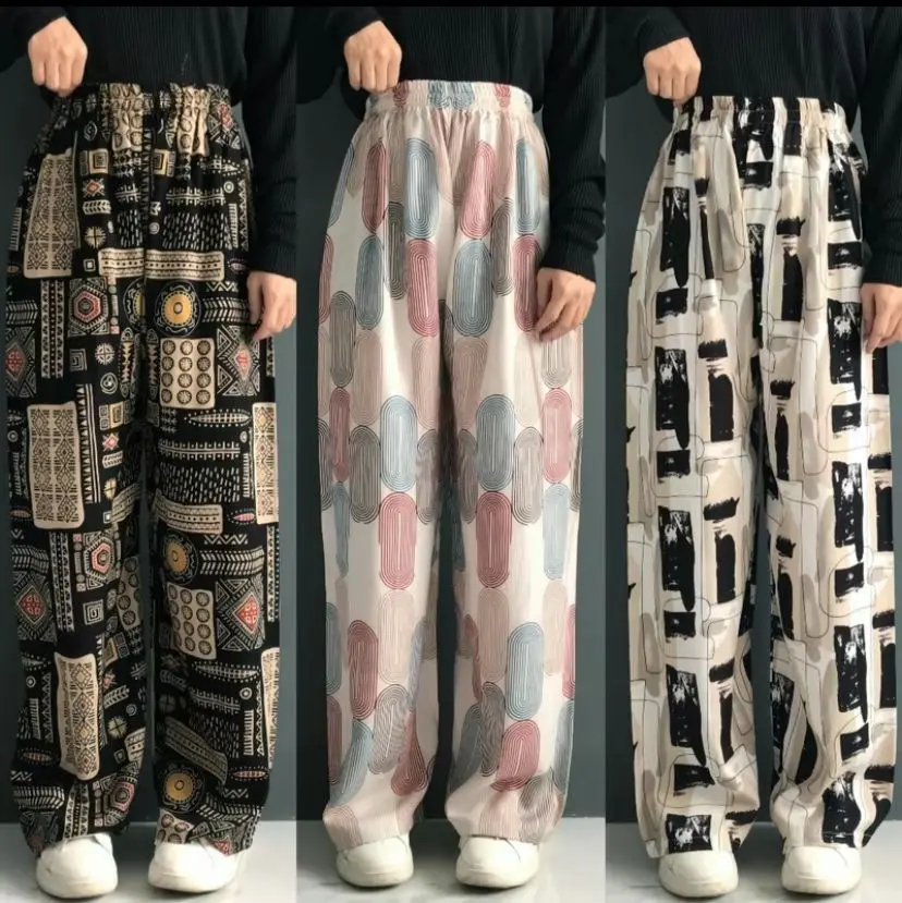 celana kulot hommy rayon - celana Panjang Wanita Katun Motif - fashion cantik kulot kekinian