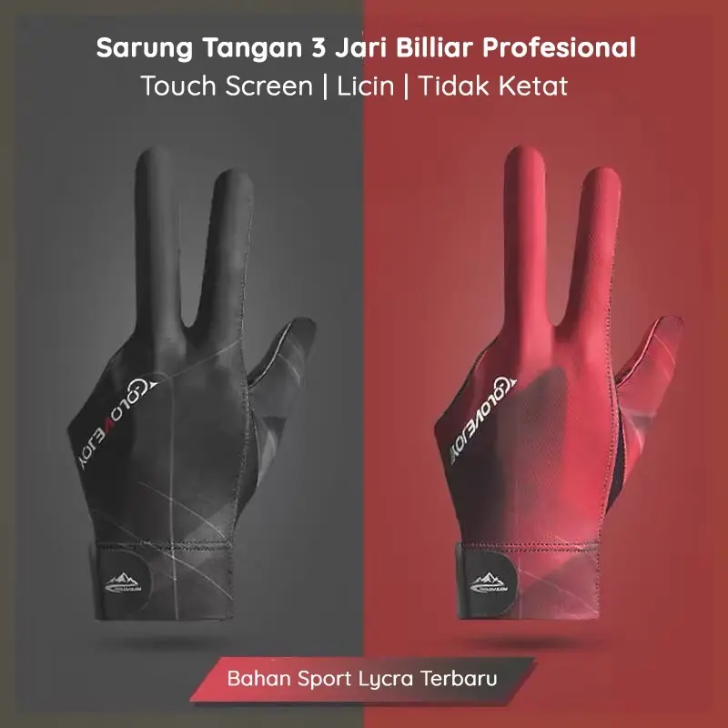 Sarung Tangan Billiard Hitam Polos HARGA GROSIRSarung tangan biliar profesional tiga jari Lycra tangan kanan canggih delapan peralatan snooker khusus sarung tangan bermain biliar
