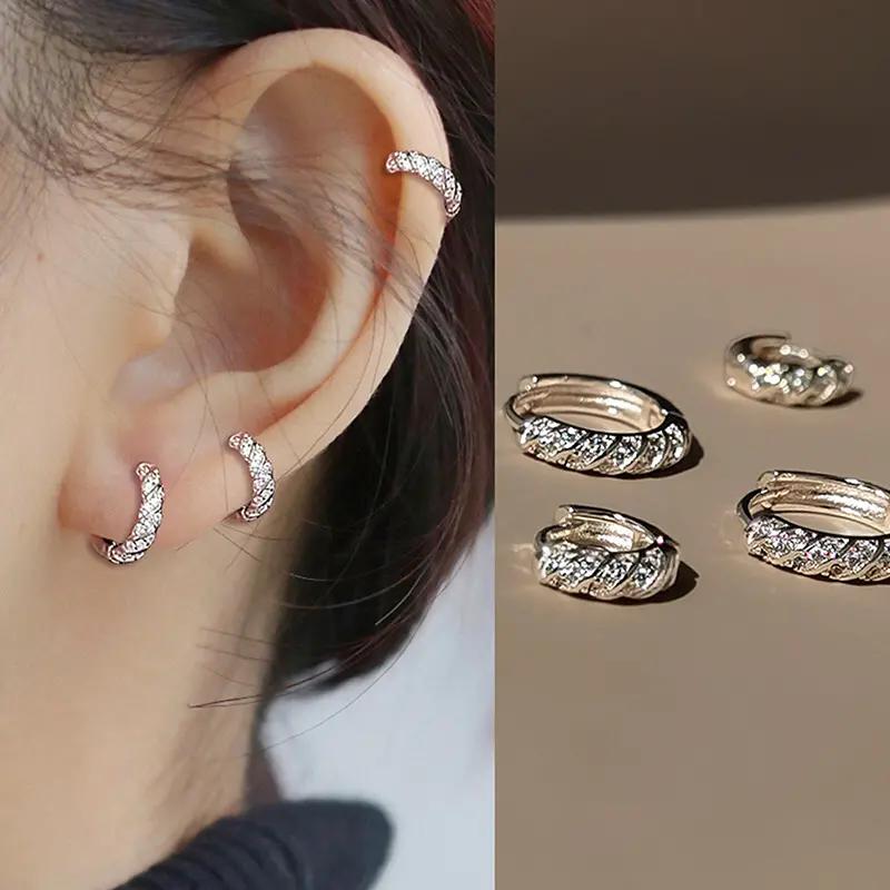 ánh sáng lấp lánh người Pháp hoàn toàn xoắn vòng tai vòng tròn cho vòng tròn phụ nữ tai món quà thời trang clip