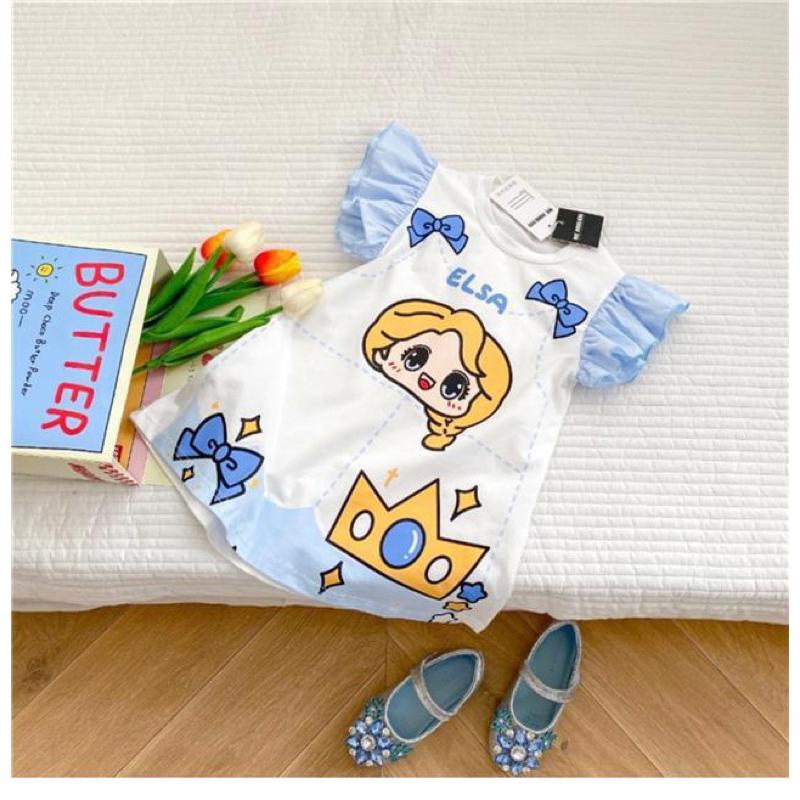 JUNECOLLECTIONS DRESS DISNYLONG ANAK KAOS ANAK PEREMPUAN GAUN KASUAL LENGAN PENDEK ANAK BAJU DRESS PRINCESS ANAK MOTIF RENDA #408 3