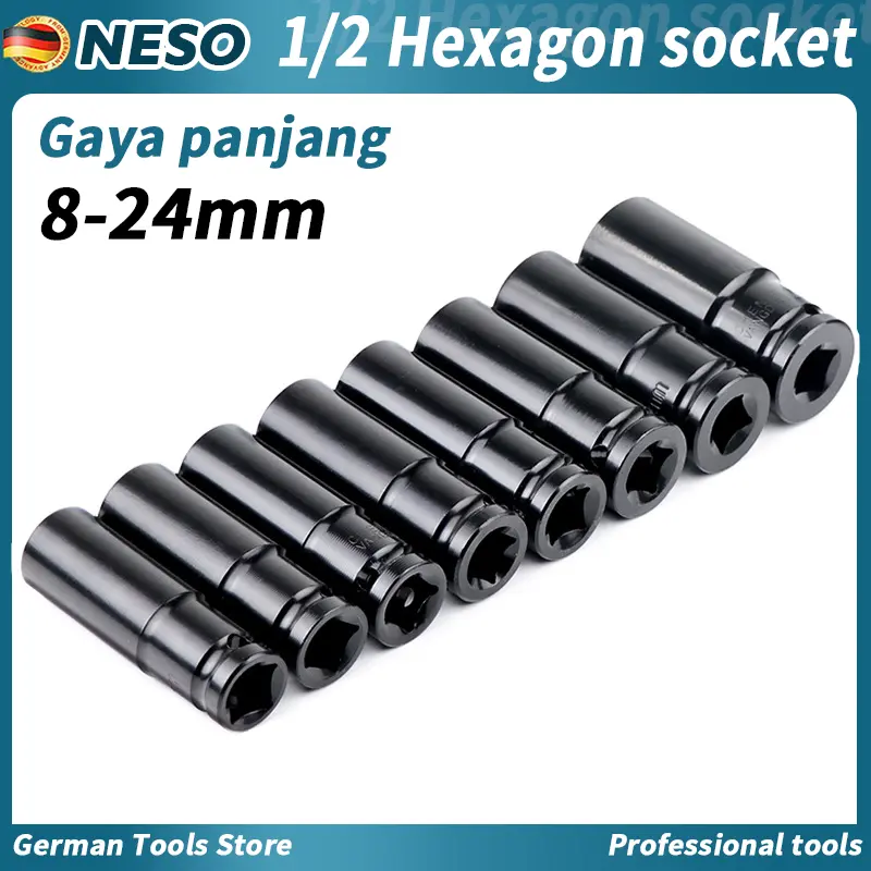 Neso German tools 1/2 Kunci Socket Panjang 1/2inch impact Socket Extention  8-24mm wrench