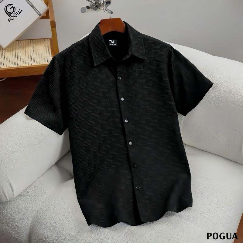 ÁO SƠ MI nam nhà POGUA  SM37 chất đũi thô phong cách hiện đại trẻ trung