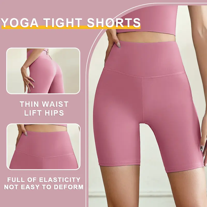 Peach hip yoga pants five-point slim elastic high waist tight bottoming women's fitness sports pants