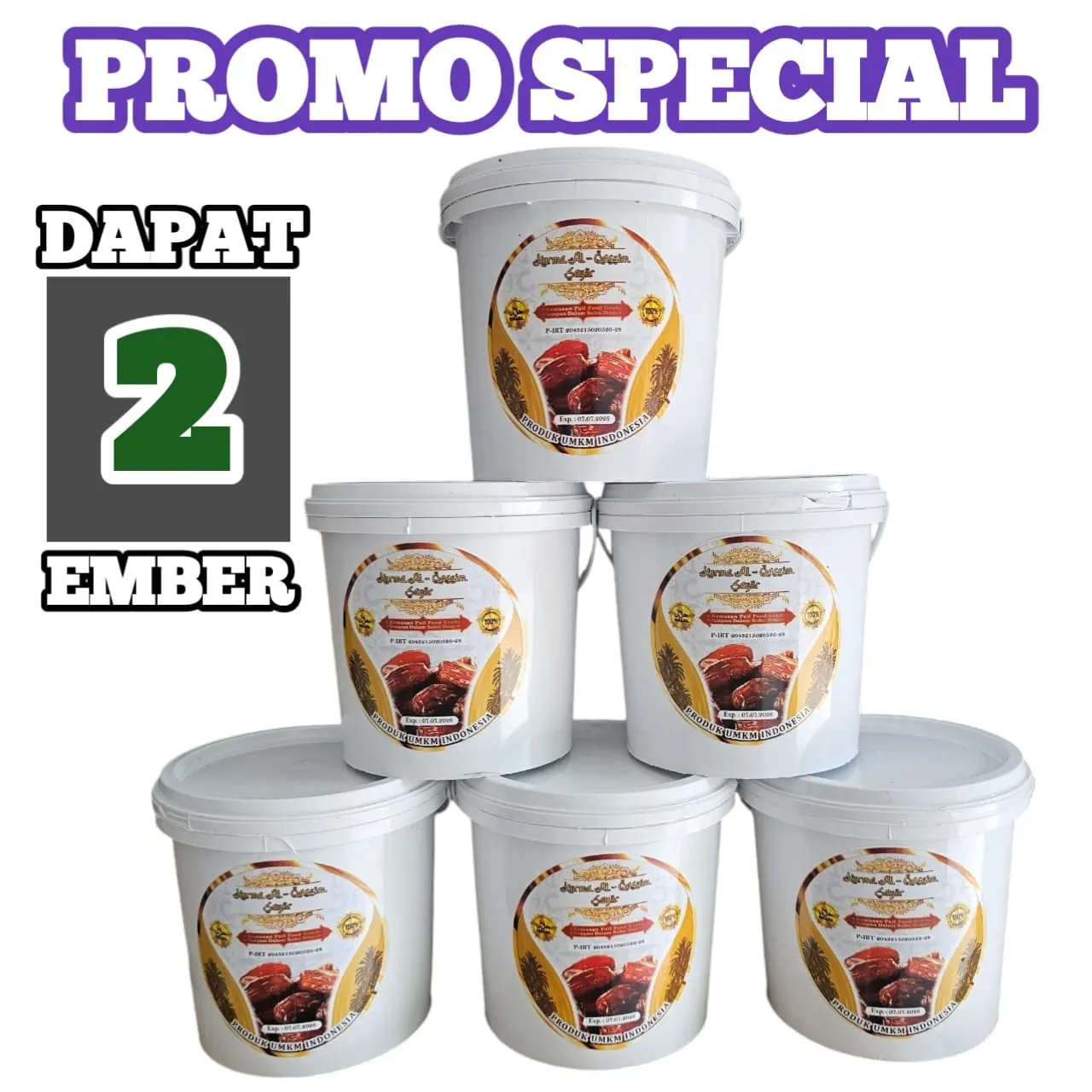 Paket Murah 2 Ember Kurma Al Qassim Sayer +-500 gr - Snack Makanan - Food