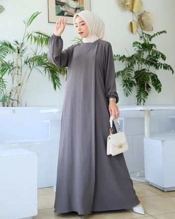 Gamis Lebaran Mariyam Dress Maxi Wanita Muslim Dewasa abaya gamis  polos  crinkle 8
