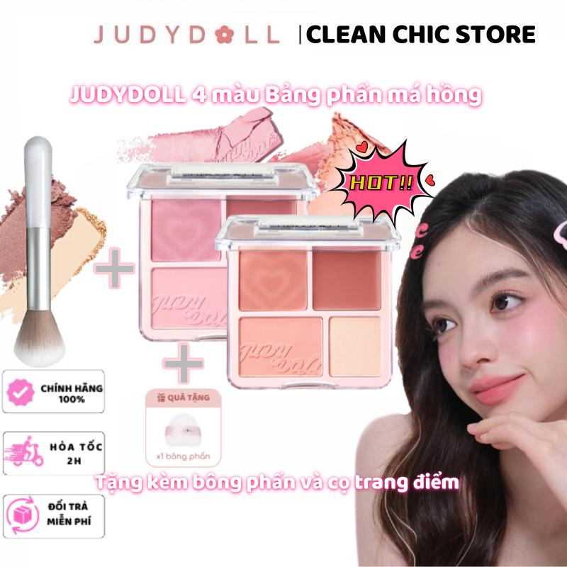 Bảng Phấn Má Hồng Bắt Sáng JUDYDOLL 4 Ô Tông Lì Đa Năng Mềm Mịn Trang Điểm Tự Nhiên Lâu Trôi(Tặng cọ trang điểm)