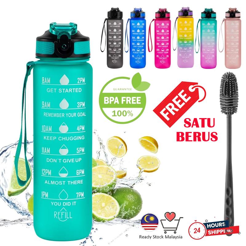 [ Percuma Berus ] Botol Air 1L BPA Free Water bottle with Straw Sesuai ...