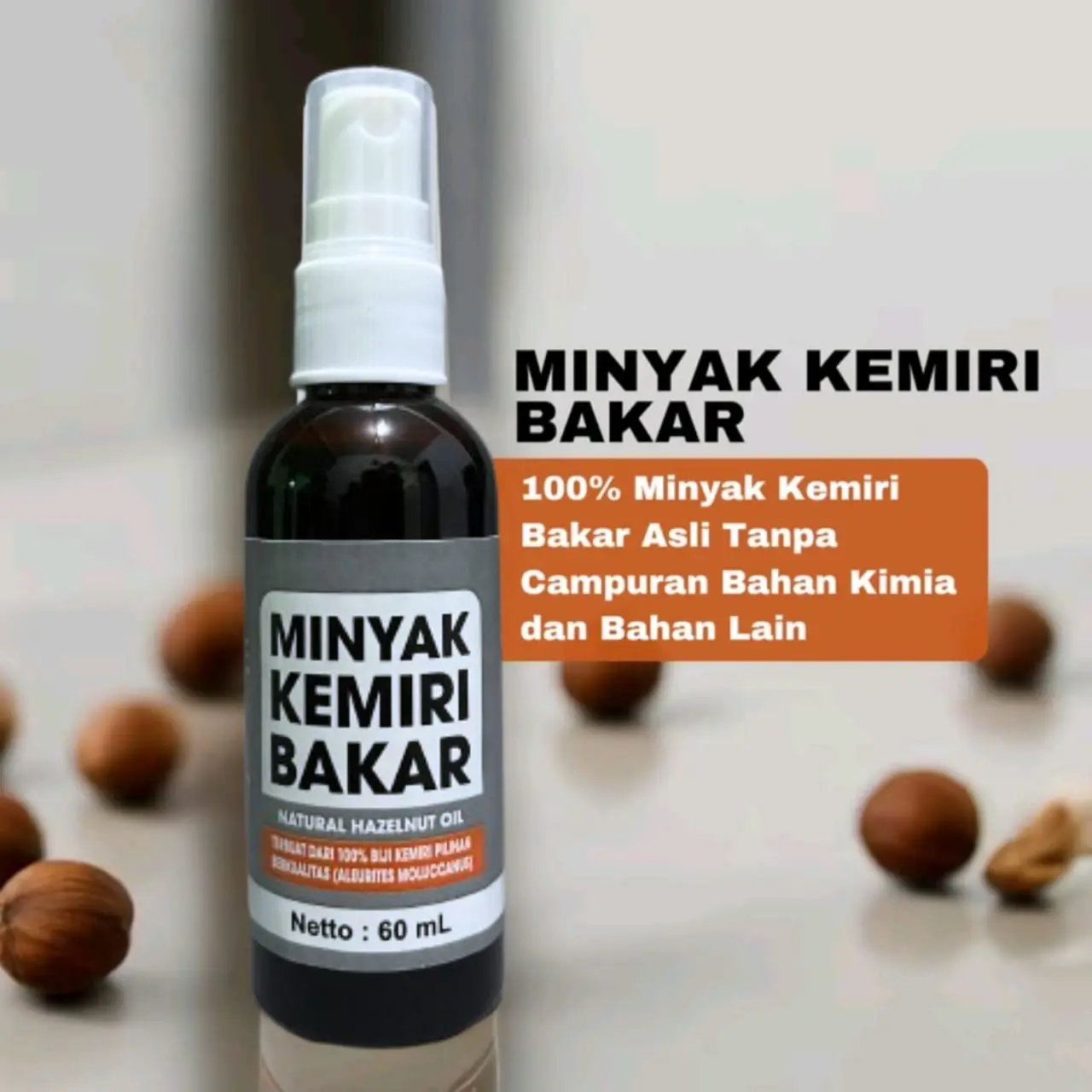Praktis Minyak Kemiri Bakar Spray 60 ML [ BELI 1 DAPAT 2 ]  Penumbuh dan Penghitam Rambut Haircare Penebal Wanita Pria Perawatan, Menebalkan , Menghitamkan , Rontok