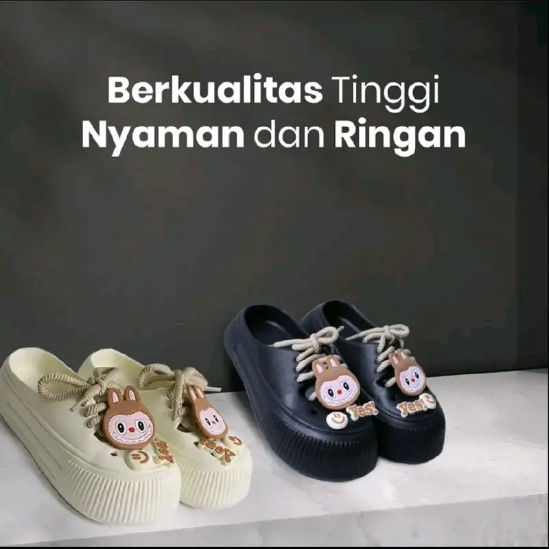 Sandal Anak Perempuan Labubu DIY Jibbitz IRSOE 830K/Sebo Sepatu Anak Aktif size 24-35 Kaki Fashion 1