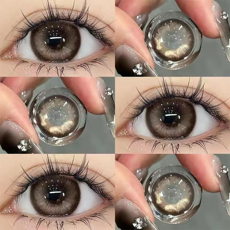 Kính áp tròng màu Mill Creek 1 cặp Ống kính mềm Kính áp tròng màu nâu 0,00 ~ -8,00 Cận thị Trang điểm Ngày Mặc hàng ngày