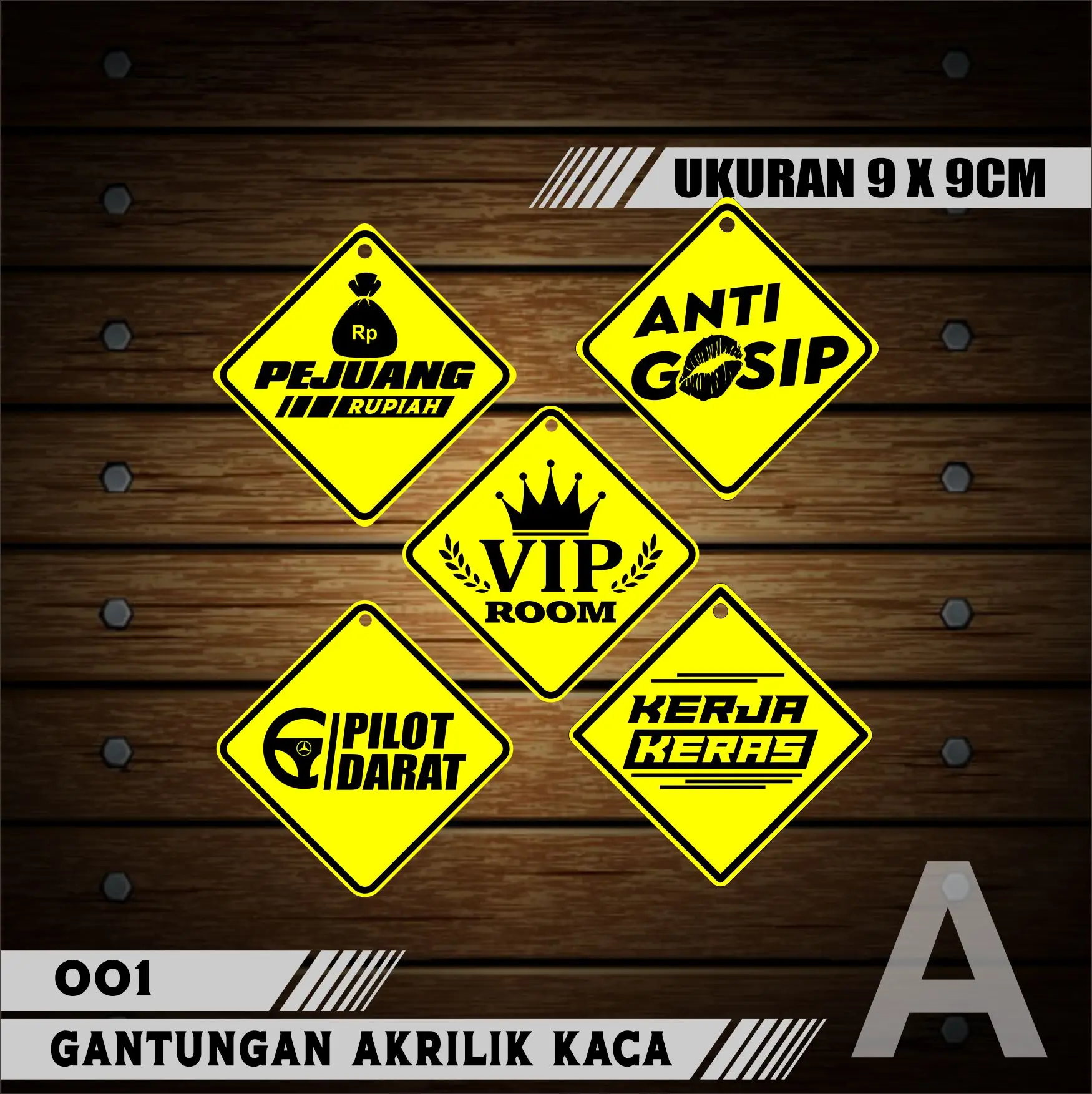 GANTUNGAN KACA AKRILIK/VARIASI GANTUNGAN KACA MOBIL ISI 5 PCS Car Hiasan