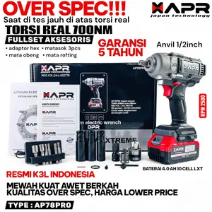 IMPACT WRENCH APR JAPAN AP78 PRO JUMBO FACELIFT 99V 1800NM 1/2INCH FULLSET MESIN PEMBUKA BAUT BAN RODA TRUCK MOBIL