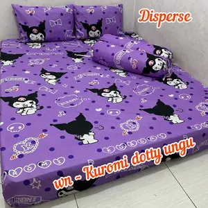 PROMO Sprei labu labu LABU BU dilengkapi sarung bantal dan guling MOTIF KUROMI LOTSO BERRY KEROPI HELLO KITTY BISA DI CUCI KING SIZE sprei Tahan Pudar Brown