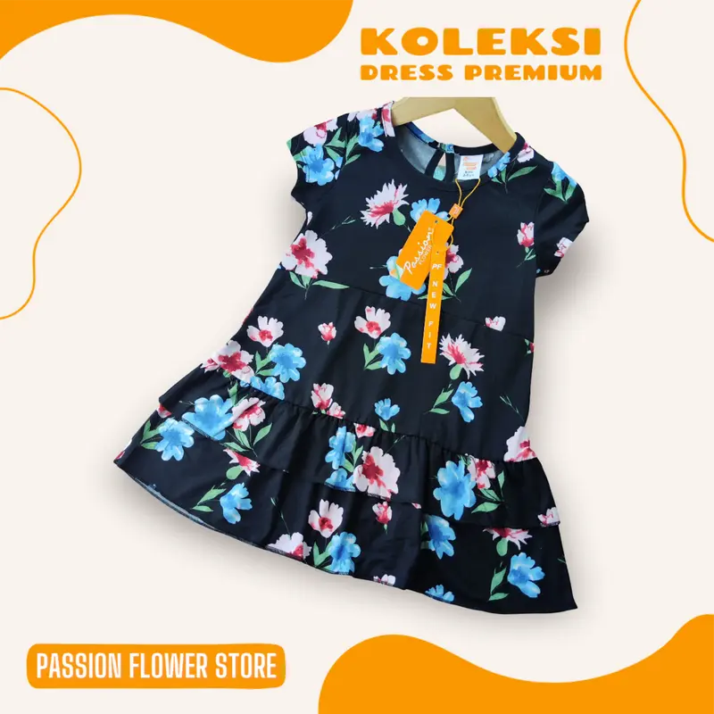DRESS ANAK PEREMPUAN PREMIUM LENGAN PENDEK BY PASSION FLOWER  Anak-Anak USIA 1-8 TAHUN Katun 5