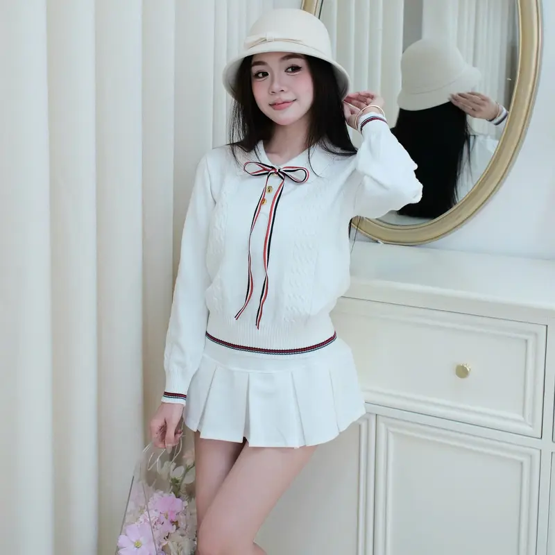 Áo len tiểu thơ mix nơ sang chảnh