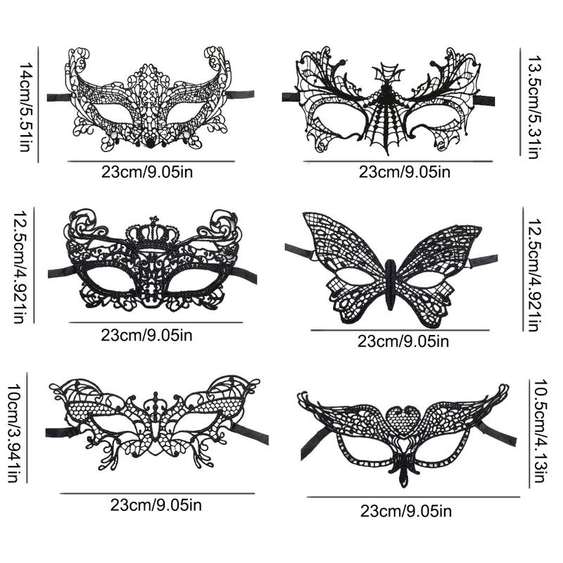Product Introduction of 1 pc Black lace mask suitable for costume parties, dances, Halloween, Christmas, Venice parties 3