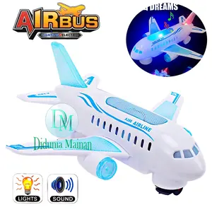 Mainan Anak Pesawat Terbang Umroh Airbus A380 Airplane Bump And Go Lampu Suara Musik Islami