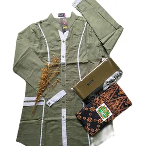 Setelan Tunik Asri Hitam Cokelat Muslim Wanita