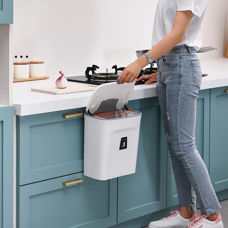 Product Introduction of 【Baodan】Wall Mounted Hanging Trash Bin For Kitchens Cabinet Door With Lid Kitchen Trashs Bin Garbage Cans Counter Bins Trash Can Kitchen 15