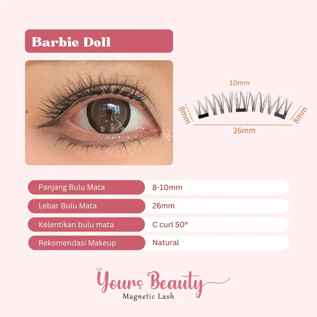 BARBIE DOLL Bulu Mata Magnetic Premium [Tanpa Lem] - Yours Beauty Eyelashes Bulumata baby candy