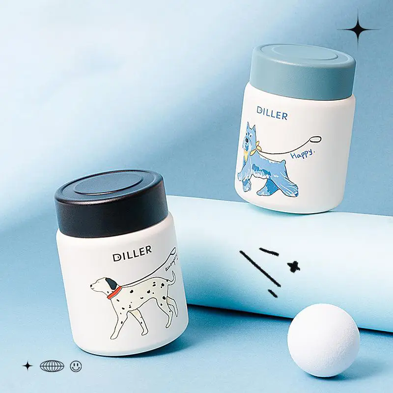 Cốc cách nhiệt mini FEDO Girls Cốc nước hoạt hình dành cho chó Cốc ăn sáng di động bằng thép không gỉ 316 150ml chống rơi, duy trì nhiệt độ Thích hợp để mang theo khi đi du lịch ngoài trời, năm kiểu dáng, chó khác nhau, quà tặng cặp đôi 4