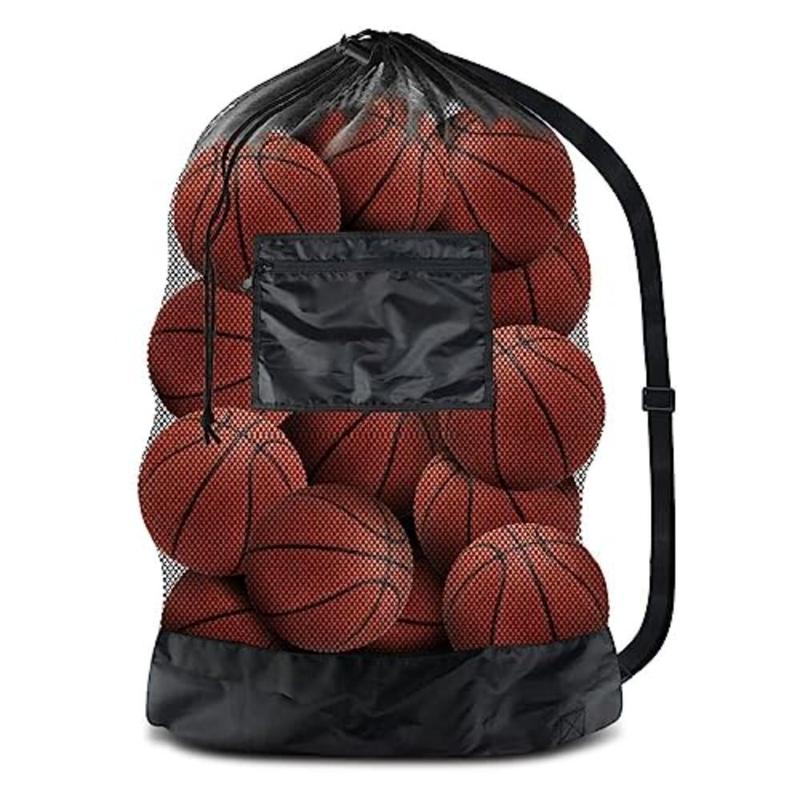 Team Work Ball Bags Extra Large Sports Ball Bag Mesh Durable Heavy Duty Basketball Soccer Ball Bag Widely Applicable with Adjustable Shoulder Strap Sports Equipment Storage Organizer BaseBall 6