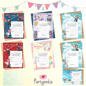 UNDANGAN ULANG TAHUN KARAKTER KUROMI - UNICORN - SPIDERMAN - DORAEMON - FROZEN