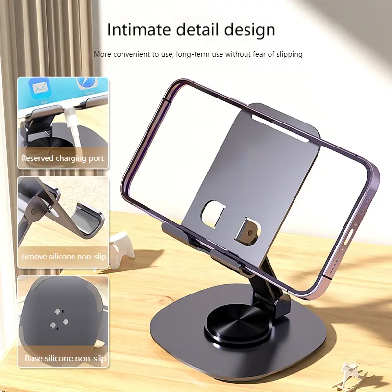 Giá Chân Đế Điện Thoại Di Động Bằng Nhôm, Để Bàn, Xoay 360 °, Gấp Gọn, Đa Năng, Thích Hợp Cho Máy Tính Bảng Và iPad, Giá Chân Đế Hỗ Trợ Thông Dụng Cho Truyền Hình Trực Tiếp Và Xem, [Thanh Toán Khi Nhận Hàng] 5