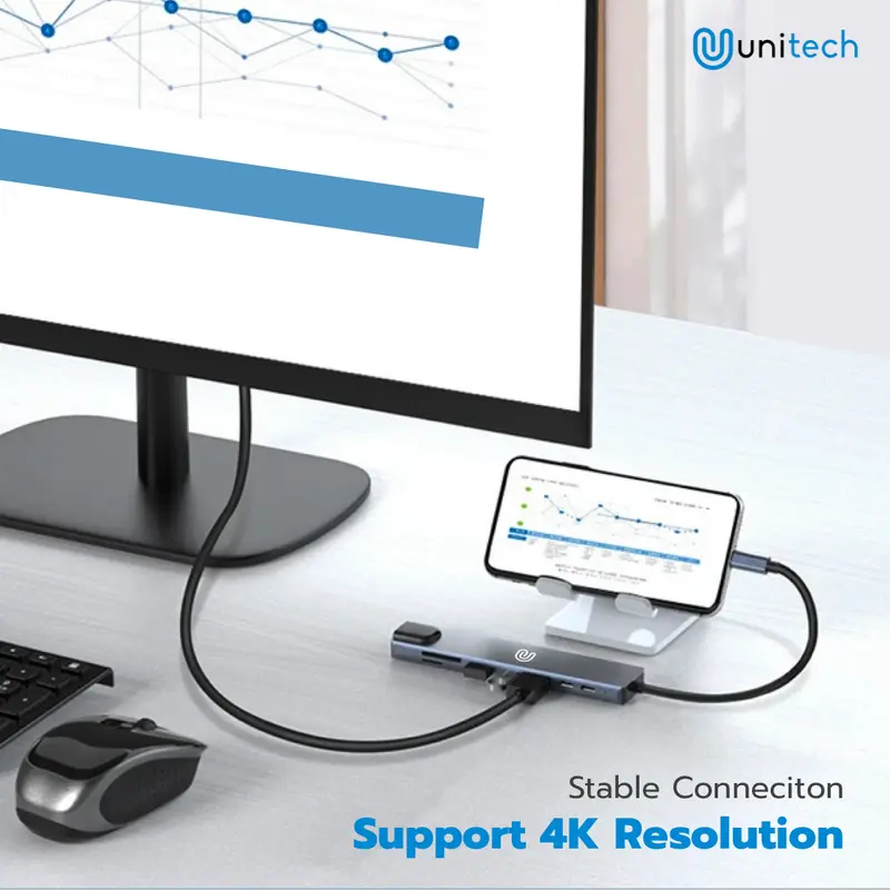 USB Converter Type C HUB 3.0 4K HDMI + LAN  | 8 in 1 - UltraLink Pro | Unitech 3