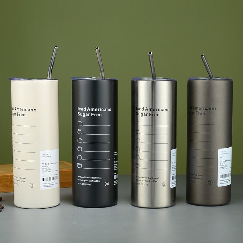 Mug Americano 600ml SLIM Tumbler Ice Americano Sugar Free 600 ML | Termos Tumbler Stainless Steel Cangkir Botol Stenlis Kopi Cup 1182 0