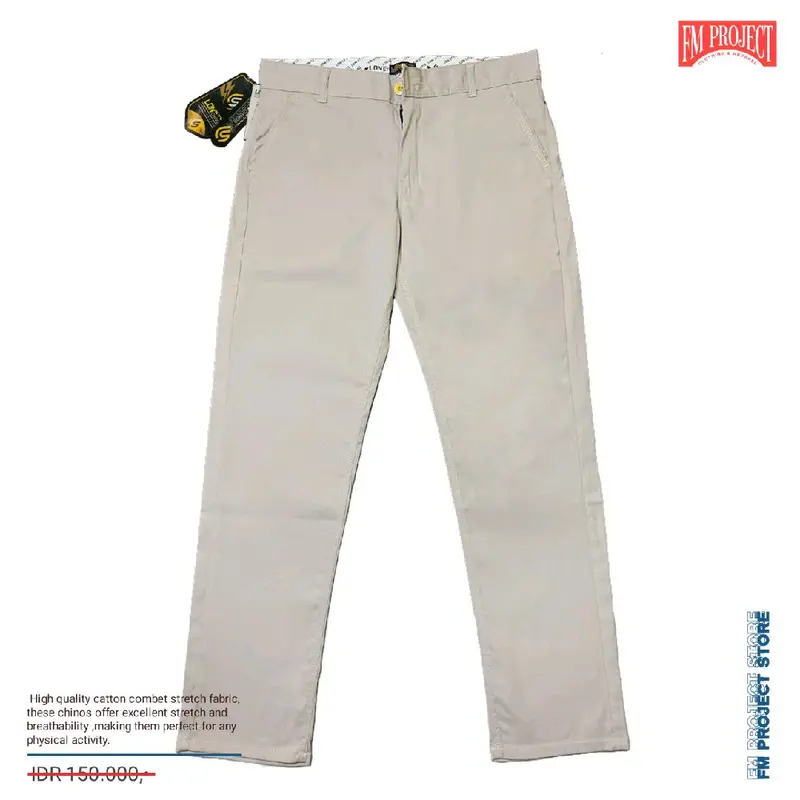 Terlaris CHINOS PREMIUM FULL ACCESSORIES KATUN COMBED STRETCH Nyaman Panjang Pria cutting reguler fashions panjang abu panjang chino ankle Formal chino outfits bahan regular fit Hitam Basic 3