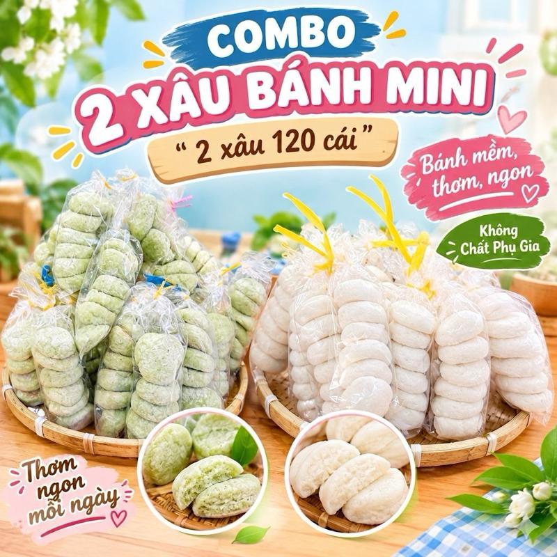 Combo 2 Xâu Bánh Mini 120 Cái. Lá Dứa & Sữa "Bánh Mềm Thơm Ngon Không Chất Phụ Gia"